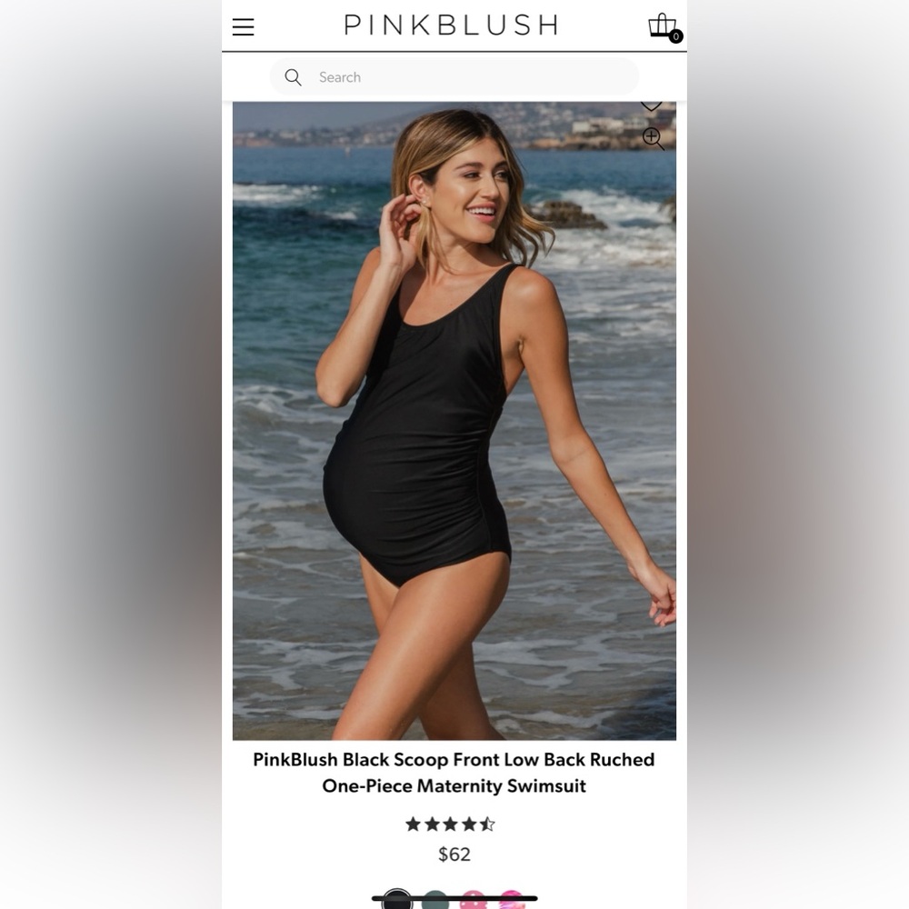 Pinkblush Black Scoop Front Ruched One-Piece Maternity Swimsuit
